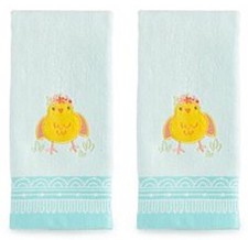 Celebrate Easter Spring 2-Pack Cool Peeps Blue Bath Tip Towels 100% Cotton