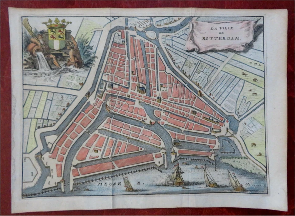 鹿特丹荷兰荷兰荷兰 1720 Harrewijn 装饰城市规划地图 — 第 4/4 张图片