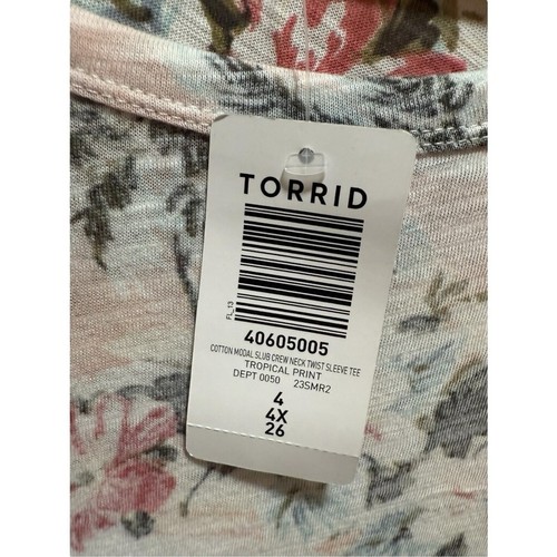 Camiseta Tropical Torrid 4 Algodón Modal Slub Cuello Redondo Manga Torcida Talla (24/26) Nueva con Etiquetas - Imagen 8 de 9