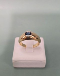BAGUE OR JAUNE 750/1000 (18 carats)+PIERRE BLEUE