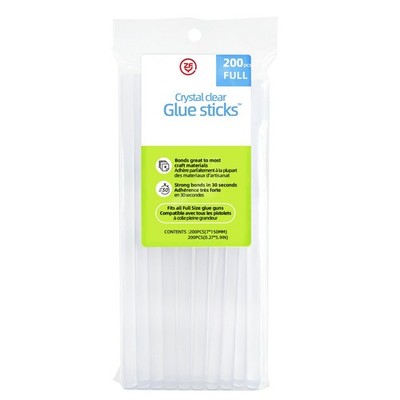 200 Count - Crystal Clear Hot Glue Sticks - Full Size, 5.9'' x 0.27'', All-Purp...