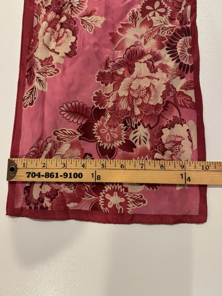 Bufanda floral de seda Pendleton vintage / sarga rosa y marfil Foto 4 de 4