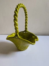 EUC Vintage Eur-O-Con Mold Green Easter Basket Ceramic Hobbyist Handpainted