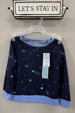 Cat Jack LOT/2 Pajama Top Girls XS 4/5 Blue Space Long Sleeve TOP ONLY