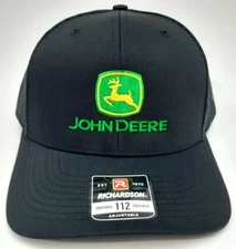 JohN Deere Black Richardson 112 Mesh Snapback Hat Cap