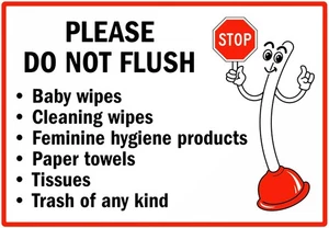 Do Not Flush Wet Wipes Only Flush Toilet Paper Self Adhesive Warning Sticker