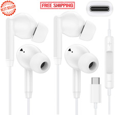 USB C Wired Earbuds In Ear Type C Headphones Mic Noise Isolation 2 Pack