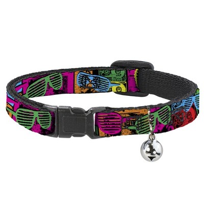 Cat Collar Breakaway with Bell Eighties Shades Tapes Black/Neon NARR (US IMPORT)