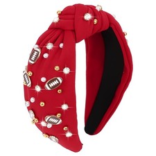 Football Headband for Women Pearl Rhinestone Jeweled Knotted Headband Fashion...