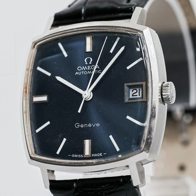 Vintage 1971 **NEAR MINT** OMEGA Geneve Cal.565 Automatic Navy Square 32mm Men's