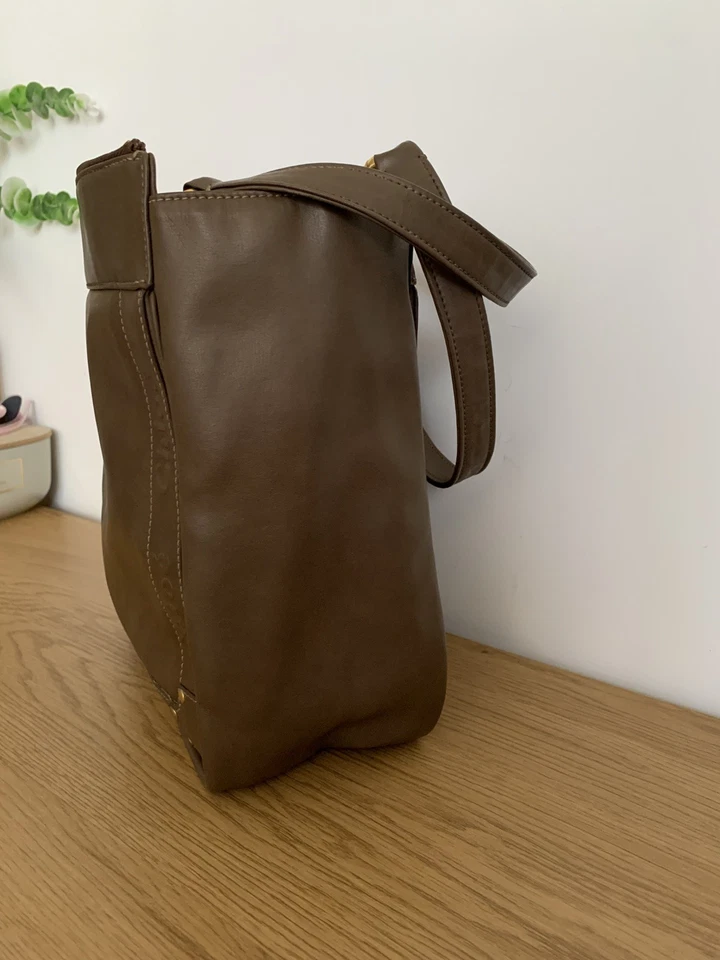 Sac Cabas Chloe Cuir Marron Taupe Porte Epaule Bag Leather Tote Bag Vintage - Photo 3/4