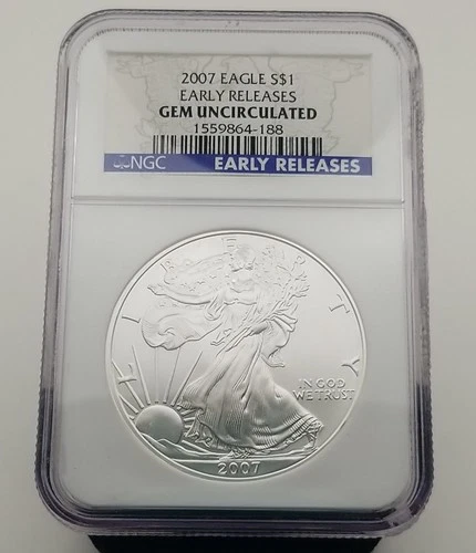 2007 Silver Eagle $1 Early Releases Gem Uncirculated NGC 1 Oz Fine Silver #4495