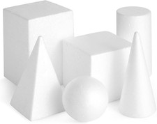 Foam Shapes Set - 6-Pack, White, 2.5-5.9 in - Geometric Shapes for Drawing  Mod
