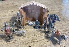 1995 Hudson Fine Pewter Miniature 10 Piece Child Nativity Pageant Set #8437 NOS