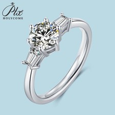 6.5mm Moissanite S925 Sterling Sliver D Color VVS1 Clarity Ring Holiday Gifts