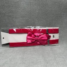 Hot Pink Suspenders and Bow Tie Set Neon Magenta Adjustable Elastic Y-Back NWT
