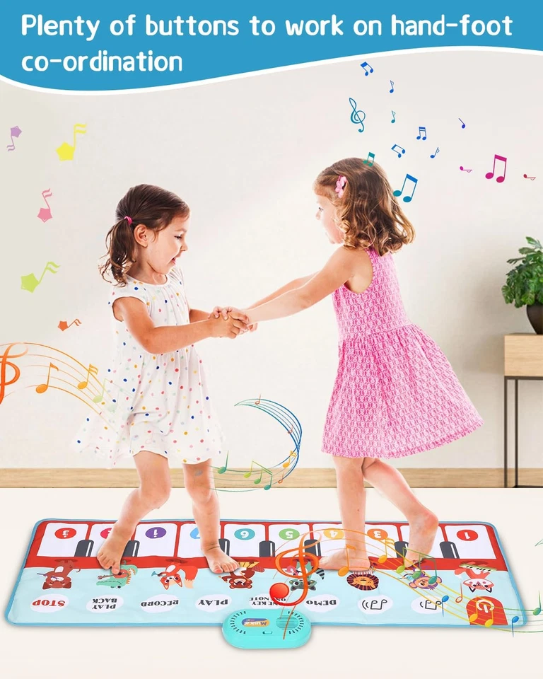 Tappetino Musicale per Bambini,Tappeto Musicale Danza per Bambinicon 9 Tastiere  - Immagine 3 di 4