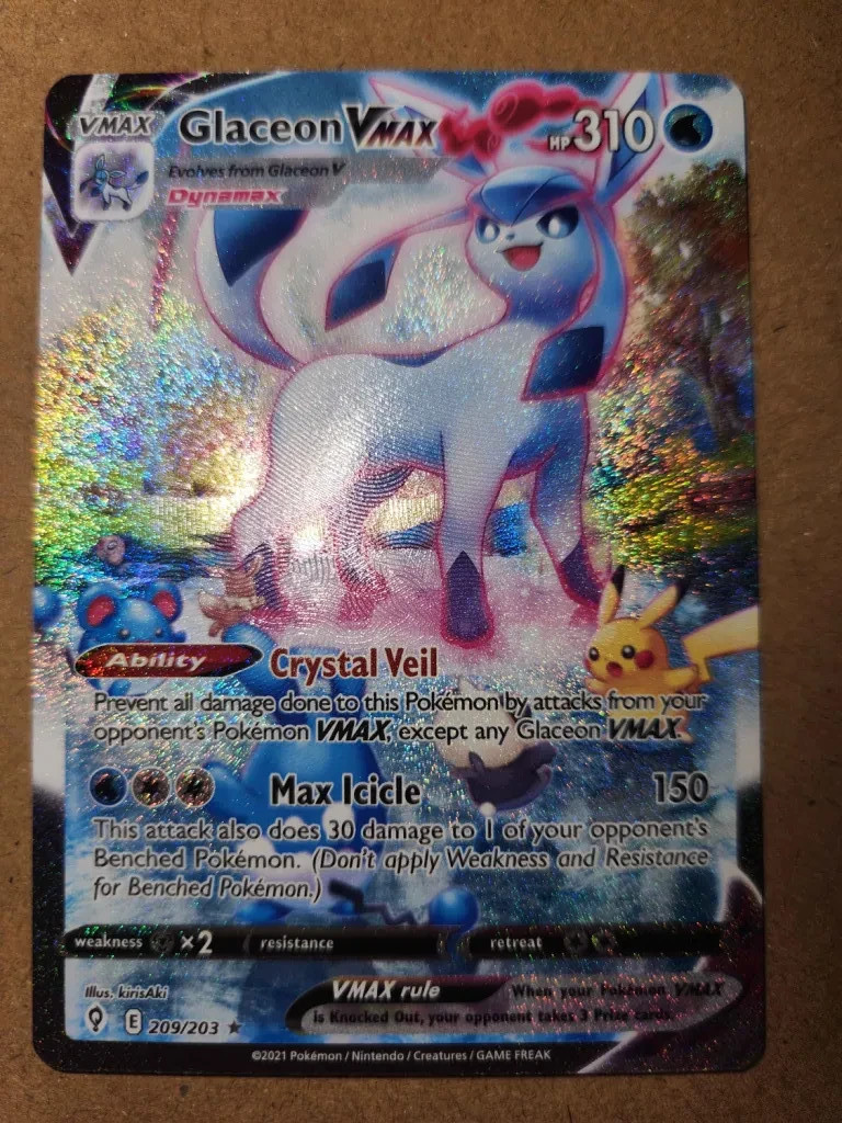 Glaceon VMAX (Alternate Art Secret) 209/203 Swsh07: Evolving Skies Holo LP