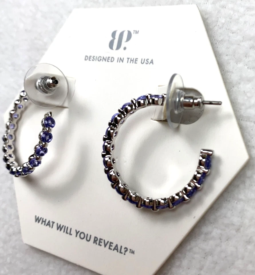 Pendientes de fiesta BP Bomb zafiro circonita cúbica chapado en rodio RBP7051 NUEVOS CON ETIQUETAS $132 Foto 4 de 4