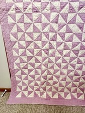 Handmade Cotton Lavender And Cream Patchwork Quilt