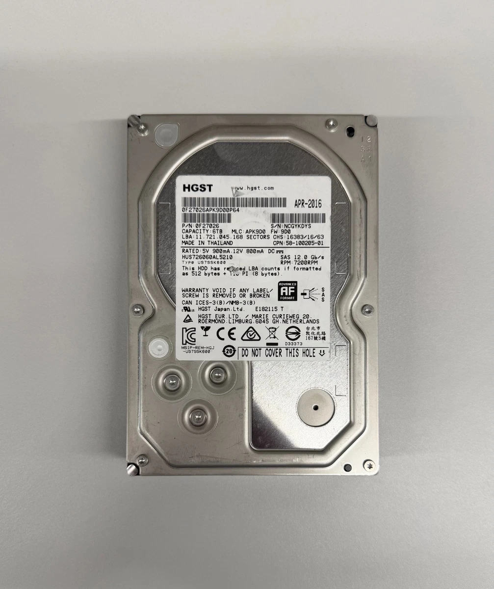 内蔵型ハードディスクドライブ Hitachi/HGST HUH728060ALE604 3.5 HDD 6TB HGST Internal Hard Disk Drives 6 TB Storage Capacity for sale | eBay