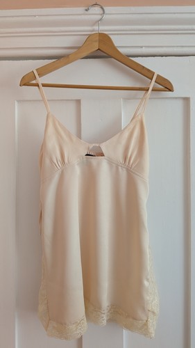 ASOS DESIGN Womens Slip Dress UK 10 Peach Lace Trim Adjustable Straps Cut Out