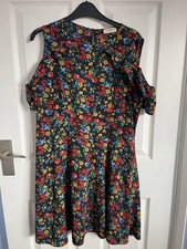 Ladies Women’s Floral Summer Dress Cold Shoulder Size 14