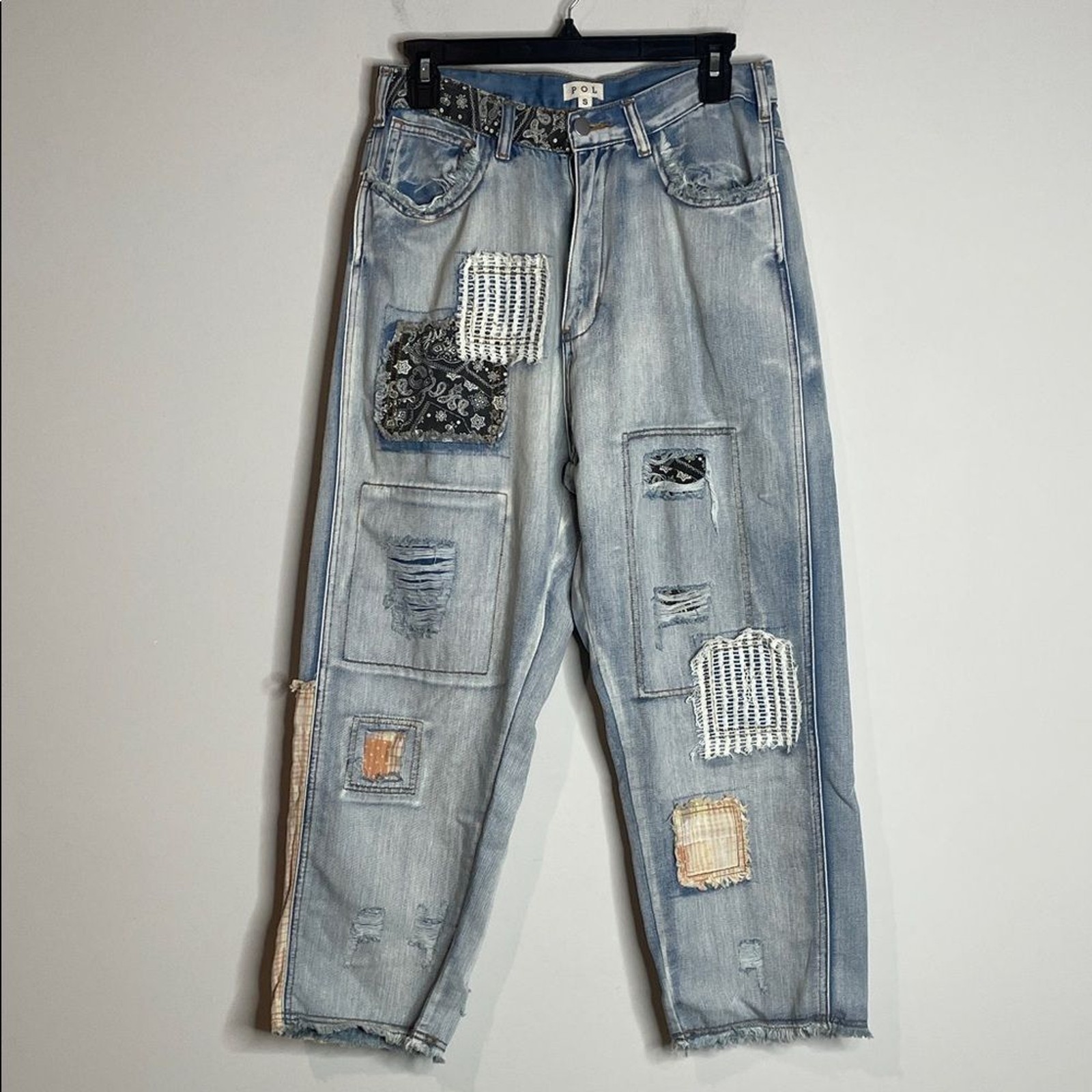 POL Women’s Patchwork Boho Ankle-Length Denim Siz… - image 1