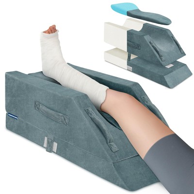 4 Height-Adjustable Leg Elevation Pillows for After Surgery with Ergonomic Cu...