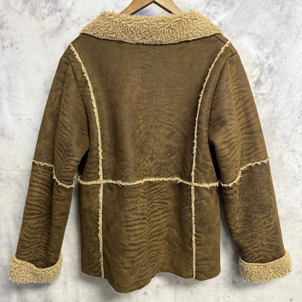 Abrigo Chaqueta Cabelas Imitación Gamuza Sherpa Forrado Mujer Grande 22x27 Marrón Exterior Foto 2 de 4