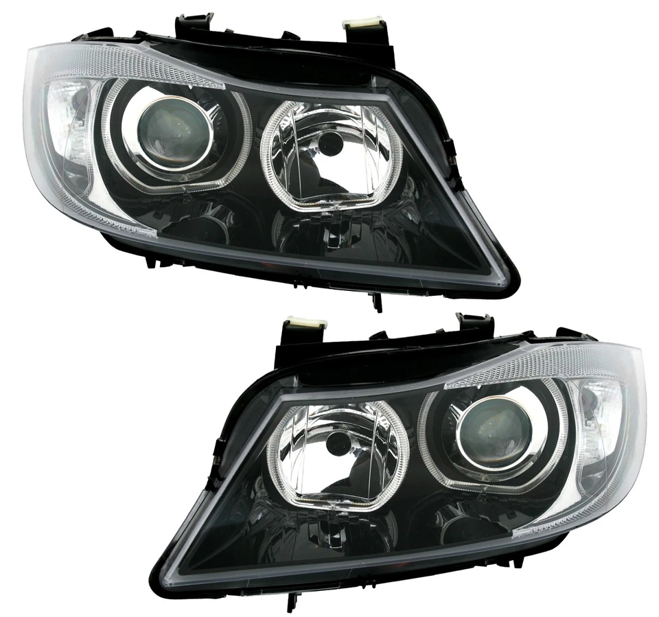 CCFL Angel Eyes Scheinwerfer Schwarz Weiße Ringe für BMW 3er E90 E91 2005-2008 - Bild 2 von 4