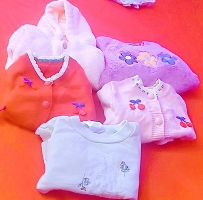 Girls 5 Piece Multicolor Sweater Set, Floral Cardigan, Tops, Long Sleeve