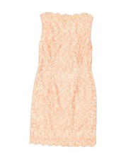 VINTAGE Womens Sleeveless Lace Sheath Dress UK 12 Medium Pink Floral AO11