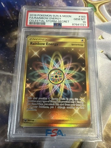 PSA 10 Rainbow Energy #183 2018 Sun & Moon Celestial Storm Full Art Secret Gold