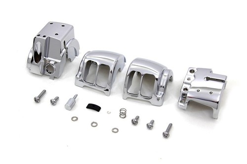V-Twin 26-0843 Chrome Handlebar Switch Housing Kit for 16-22 Softail w/ Cruise - Picture 2 of 3