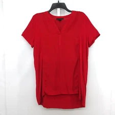 Attention Shirt Womens Size L Red V-Neck Cap Sleeve Pullover Top
