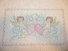 WEE NEEDLE  HANDPAINTED NEEDLEPOINT CANVAS Hearts & Cupids #452 NEW
