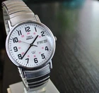 VINTAGE TIMEX DAY DATE MILITARY 24 HR INDIGLO QUARTZ MEN'S SILVER BRACELET WATCH