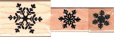 Recollections  SNOWFLAKE TRIO  Wood Mounted Rubber Stamp Winter Christmas