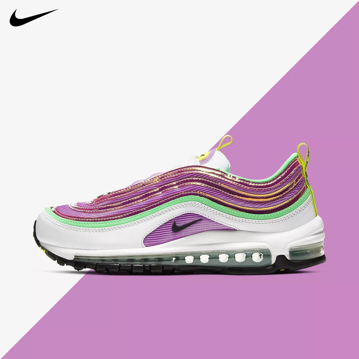 Nike Women s Air Max 97 White Electro Green Fuchsia Glow Lemon Venom CW5591 100