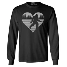 shop4ever Bigfoot Heart Love Sasquatch Long Sleeve Valentine  Shirts