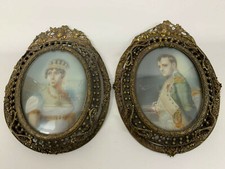 Antikes Miniatur Bild Gemälde Paar Napoleon & Josephine signiert Gerard 