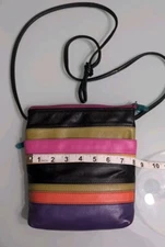 iLi New York Colorful genuine leather crossbody Vtg bag, Y2K Festival 90s