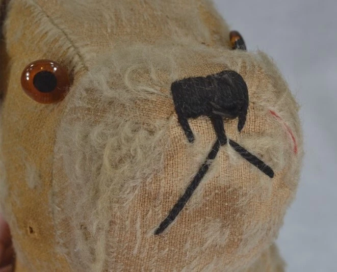 antiguo paja peluche perro mohair cristal ojos rubio 13 en original 1800s Foto 3 de 4