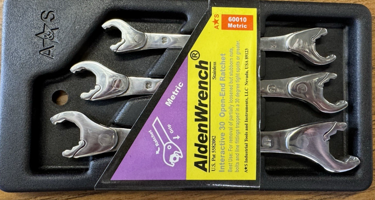ALDEN ステンレス ダブルヘッド　AldenWrench　アルデンレンチ ALDEN WRENCH 3pce Open End Ratchet Set Metric (Double Head