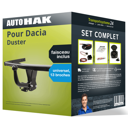 Kit Attelage Dacia Duster (2010-2013) Avec Col De Cygne Démontable Et Faisceau 7 Broches - Auto Hak & TowTec