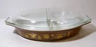 Vintage Pyrex Early American Pattern 1.5 Qt Split Casserole Serving Dish w Lid