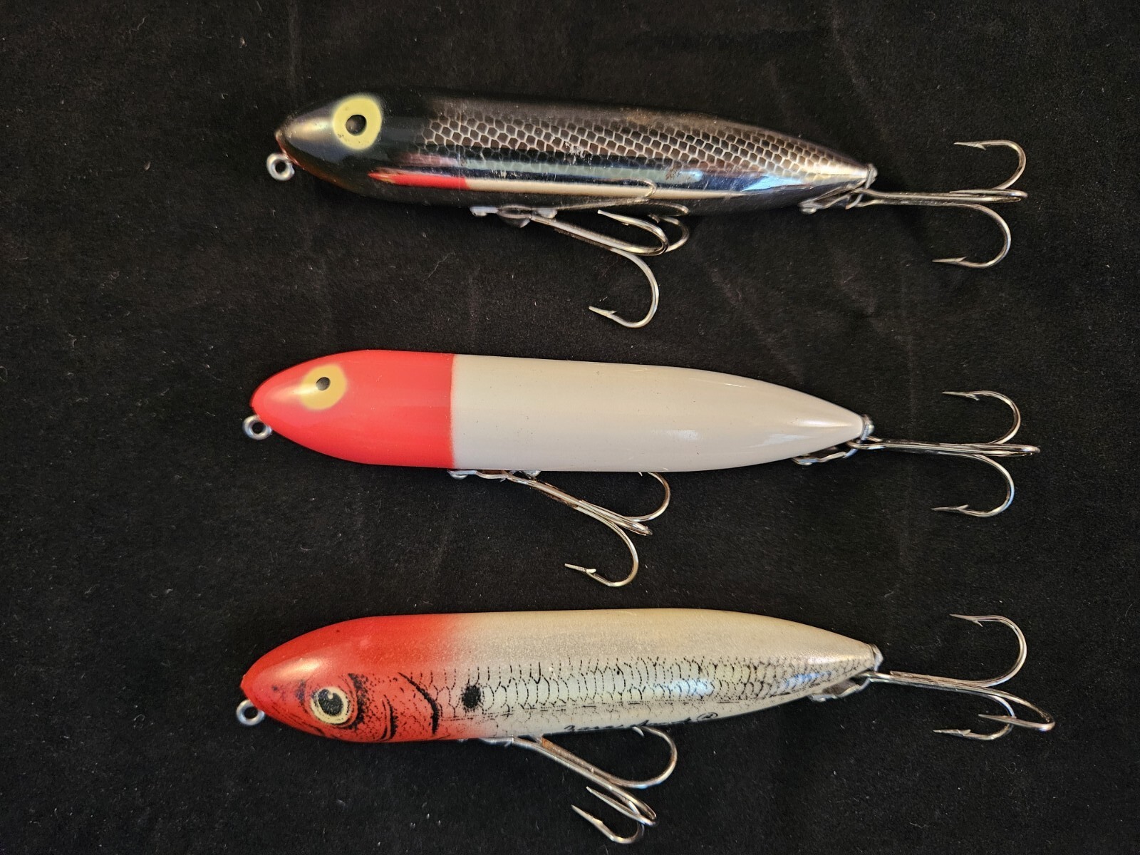 Lot of 3 Heddon Zara Spook Topwater Fishing Lures, Red Head, Chrome eBay