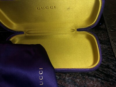 Gucci Women\'s Sunglasses with Yellow Lenses and Purple Case Gucci Sunglasses with Purple/Bright Yellow Velvet Case | eBay main image 3