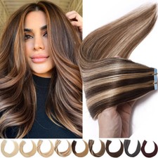 14''-24" Traceless Tape In Russian Remy Hair 100 Human Hair Extension Skin Weft